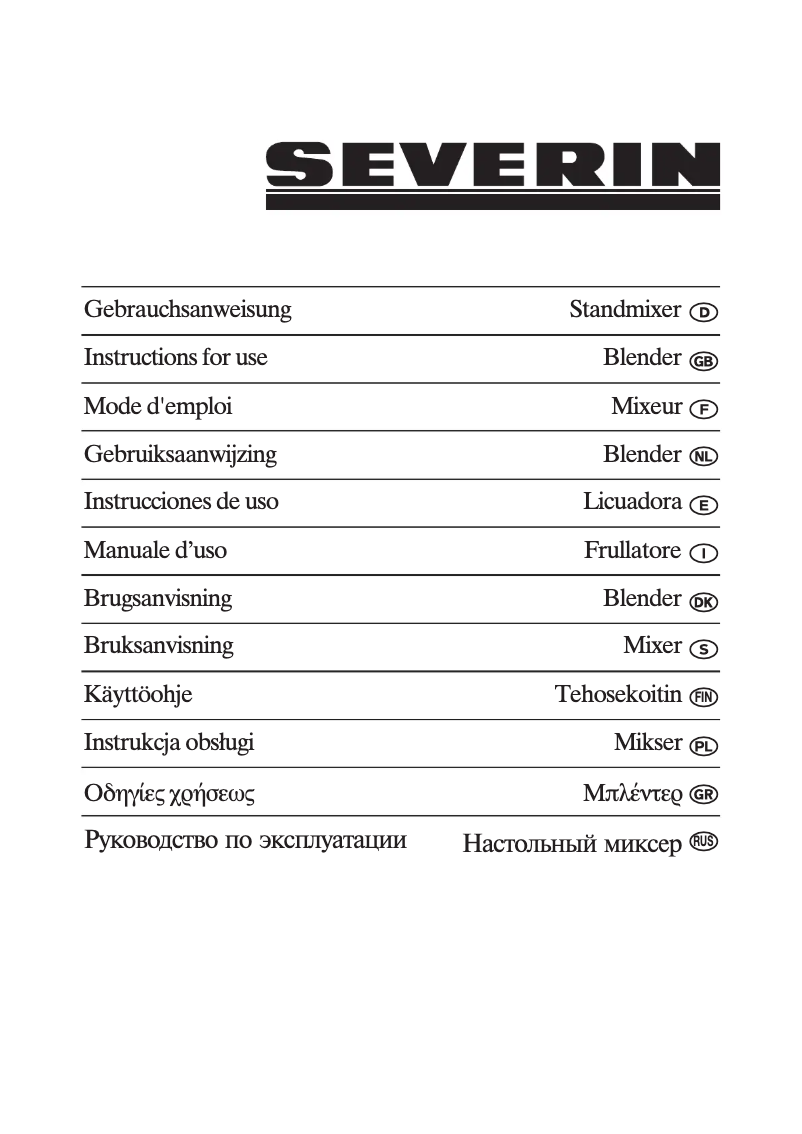 Page 1 of the manual User Manual Severin SM 3714