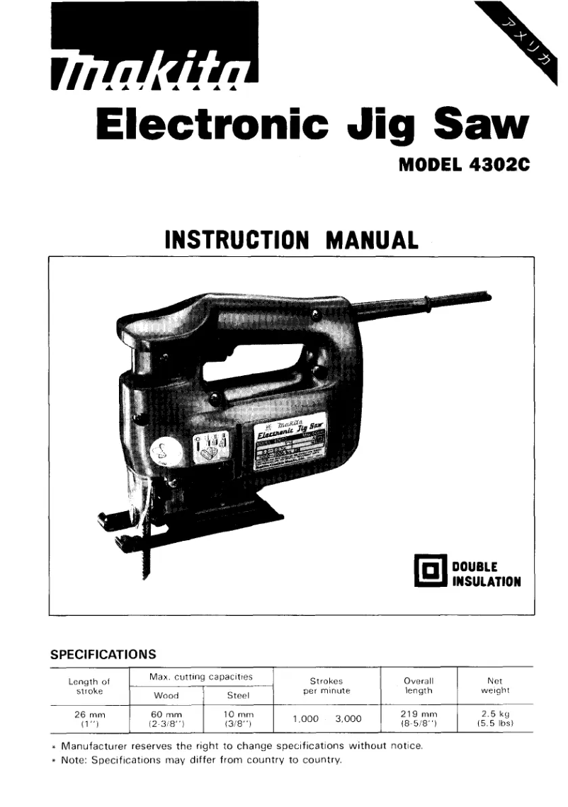 Page 1 of the manual User Manual Makita 4302C