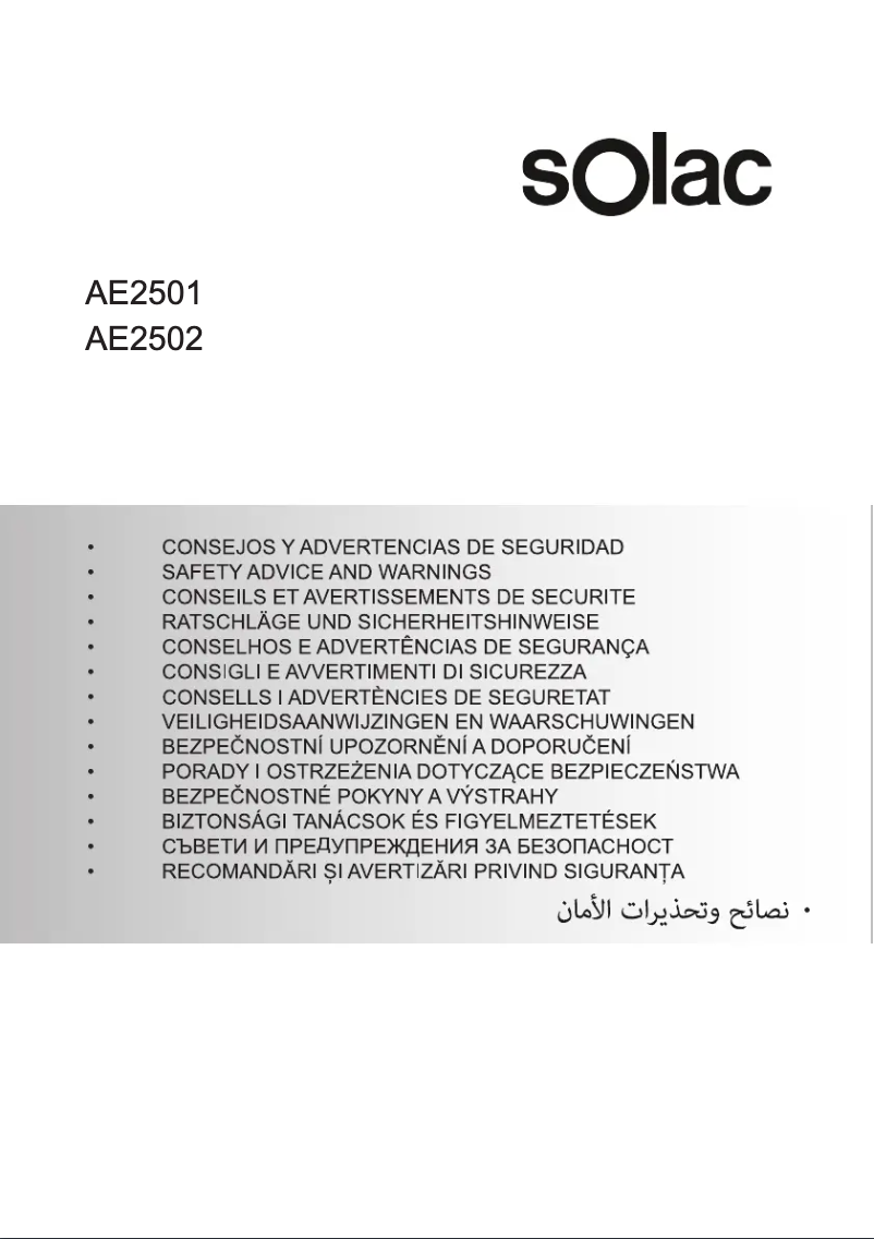 Page 1 of the manual Safety Instructions Solac Blank Canvas AE2502