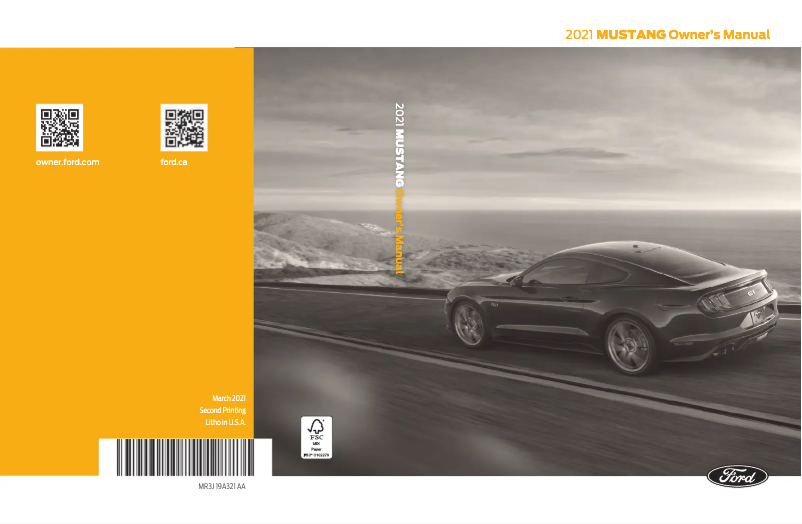 Page 1 of the manual User Manual Ford Mustang (2021)