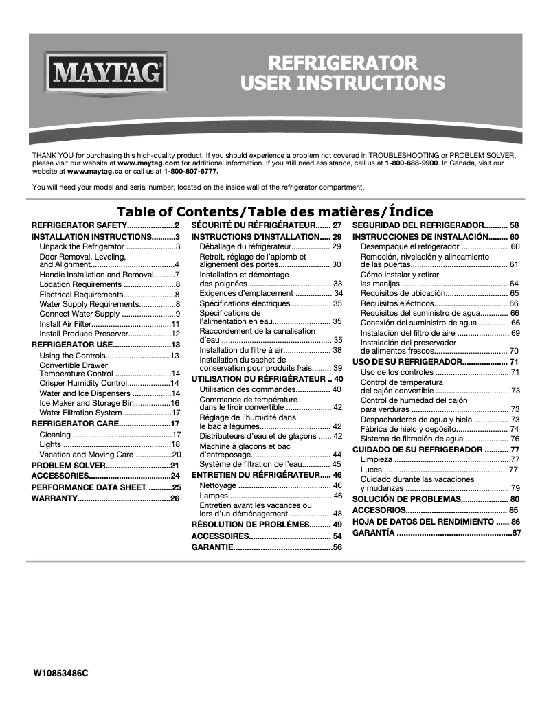 First page image of the manual for MSS26C6MF