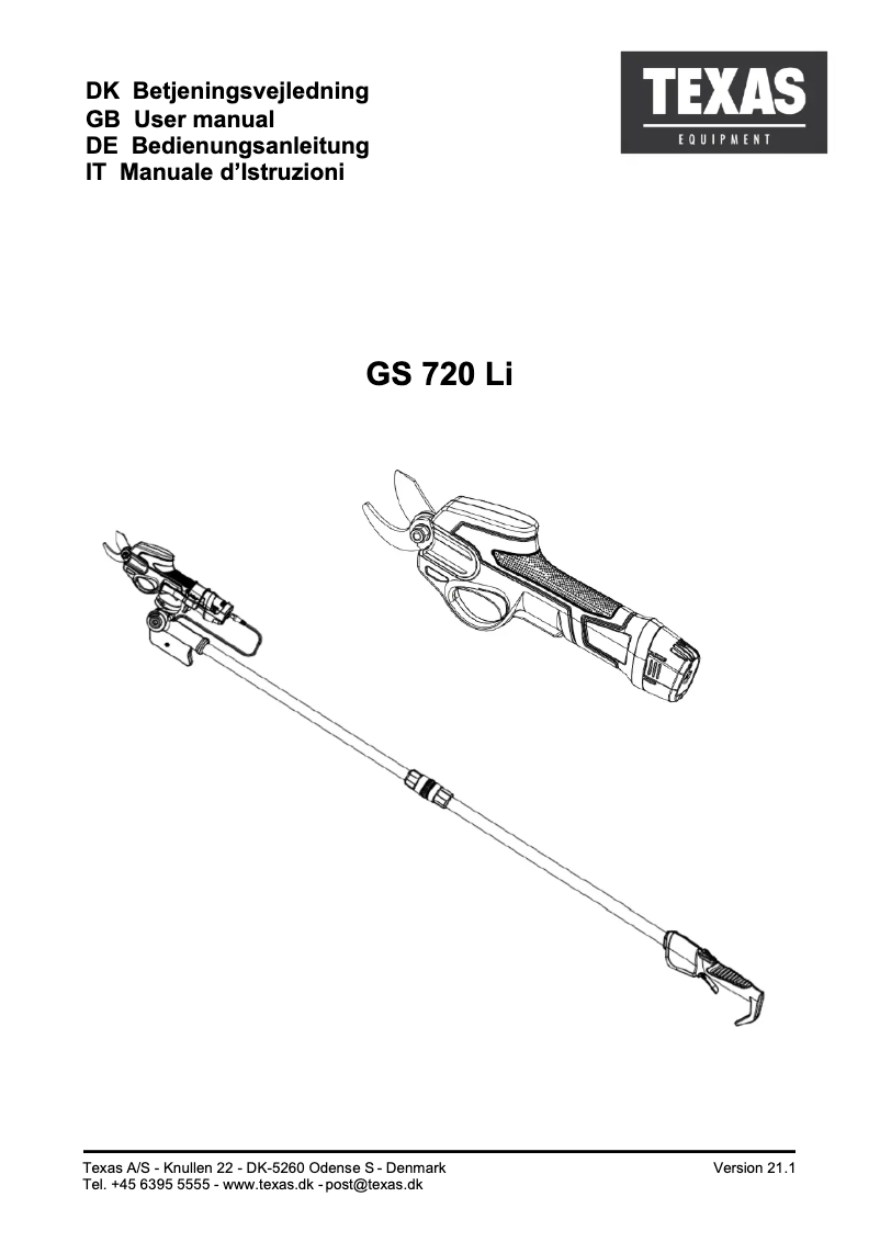 First page image of the manual for GS720Li