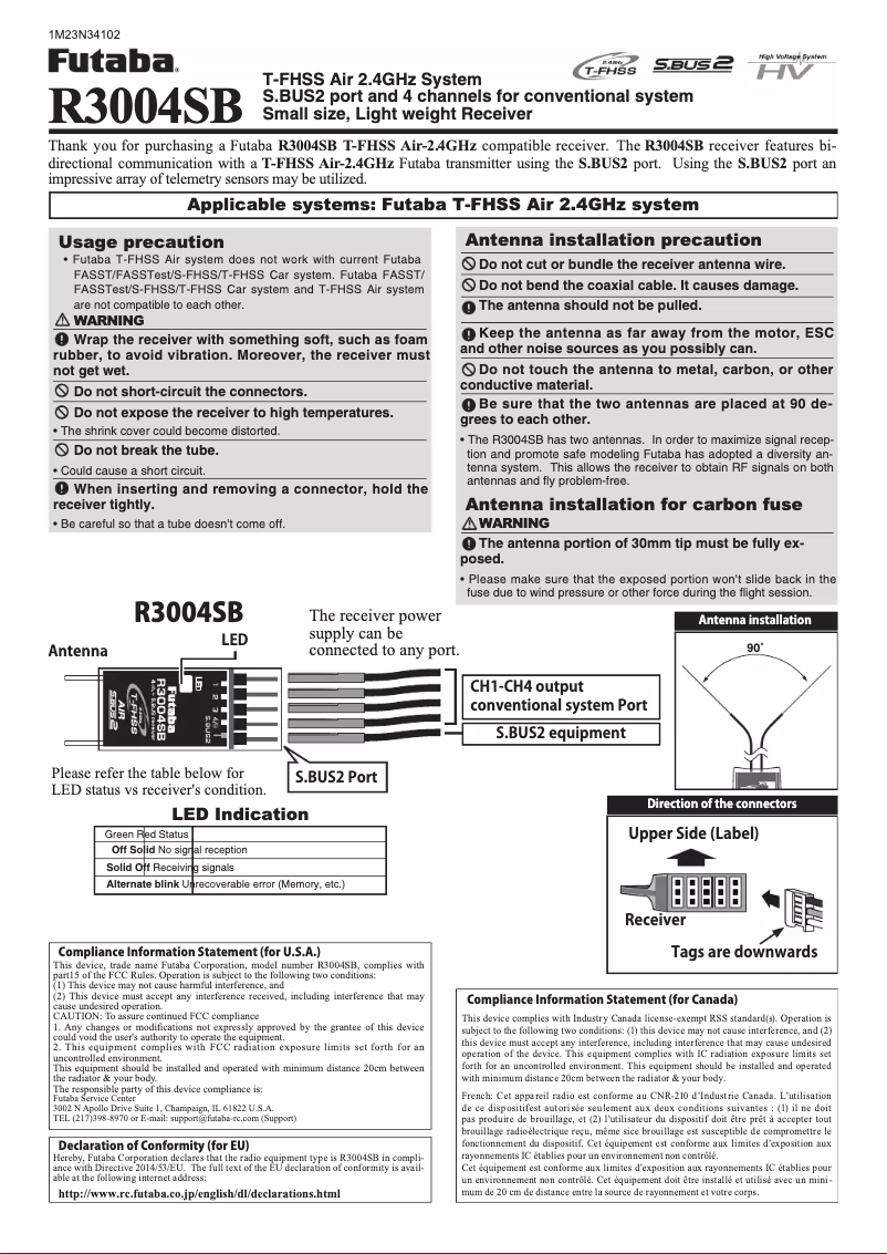 First page image of the manual for R3004SB