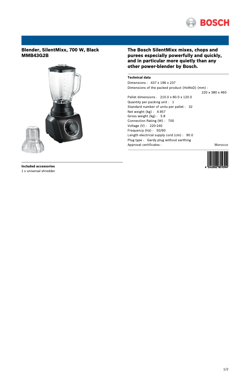 First page image of the manual for MMB43G2B