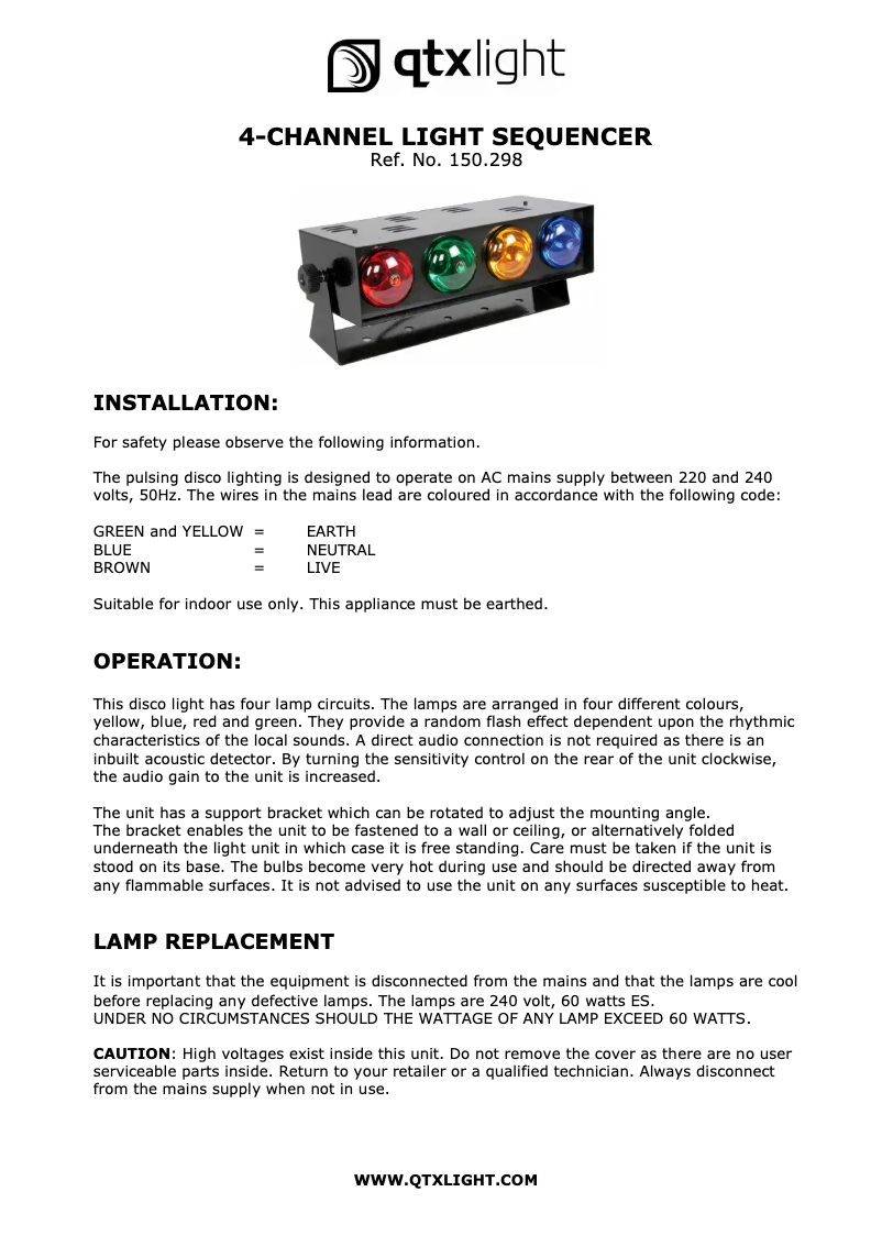 Page 1 of the manual User Manual Qtx LT05