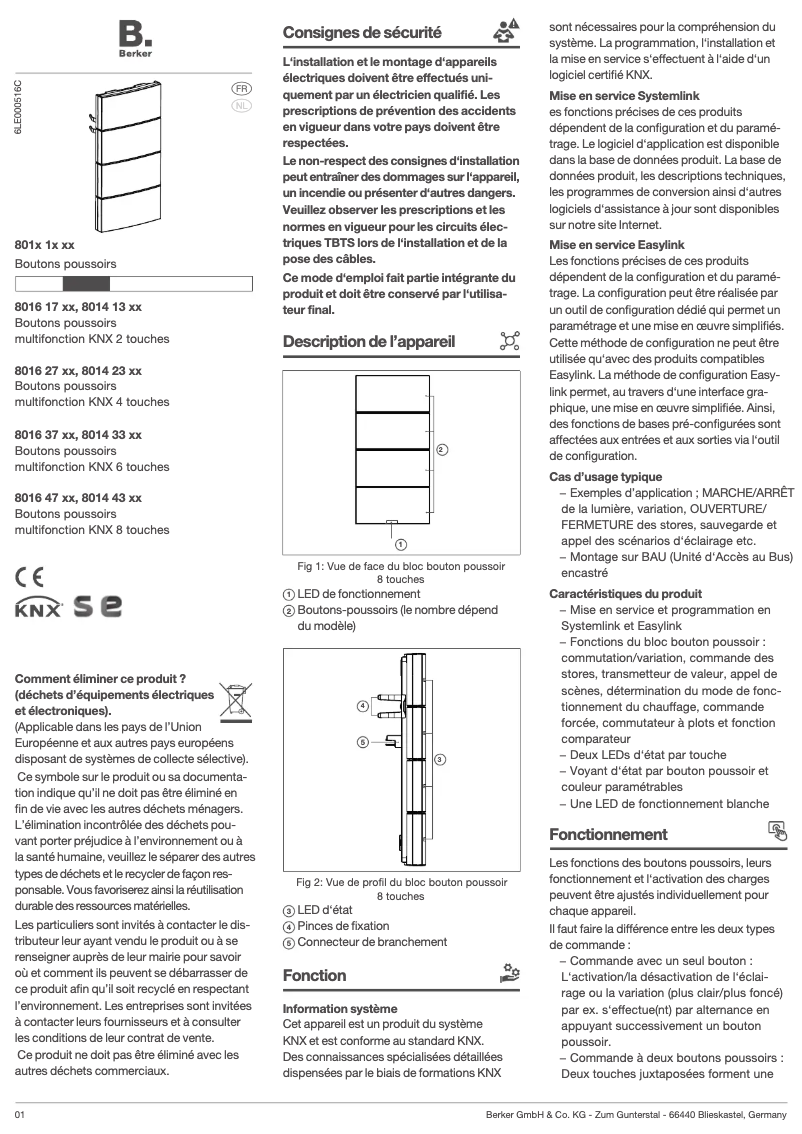 Page 1 of the manual User Manual Berker 80163776