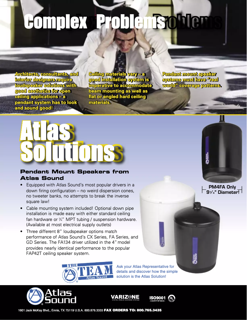 Page 1 of the manual Brochure Atlas Sound PM4FA-B