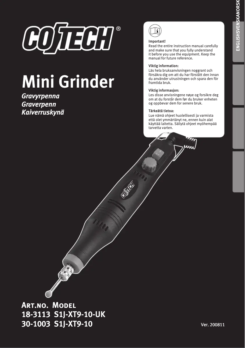 First page image of the manual for S1J-XT9-10