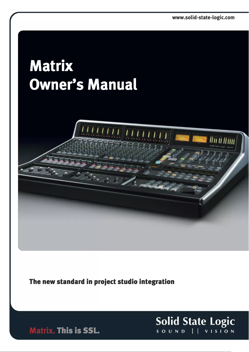 Page 1 of the manual User Manual Solid State Logic Matrix