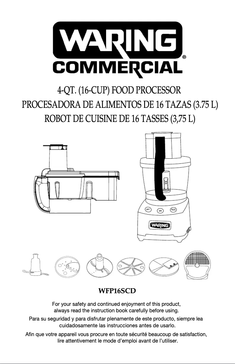 Page 1 of the manual Instructions / Assembly Waring Commercial WFP16SCD
