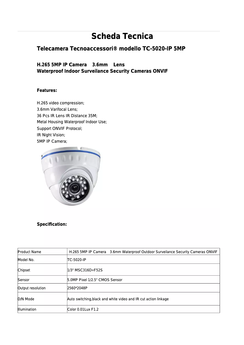 First page image of the manual for TC-5020-IP