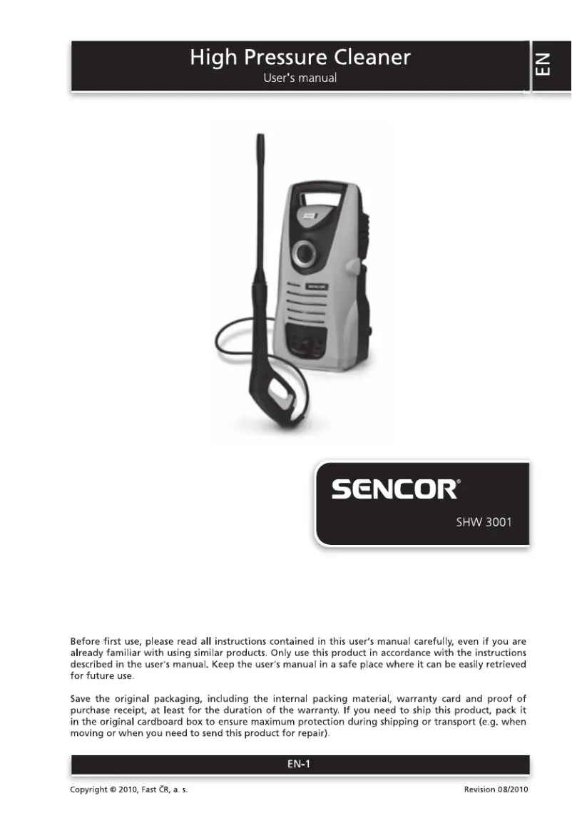 First page image of the manual for SHW 3001