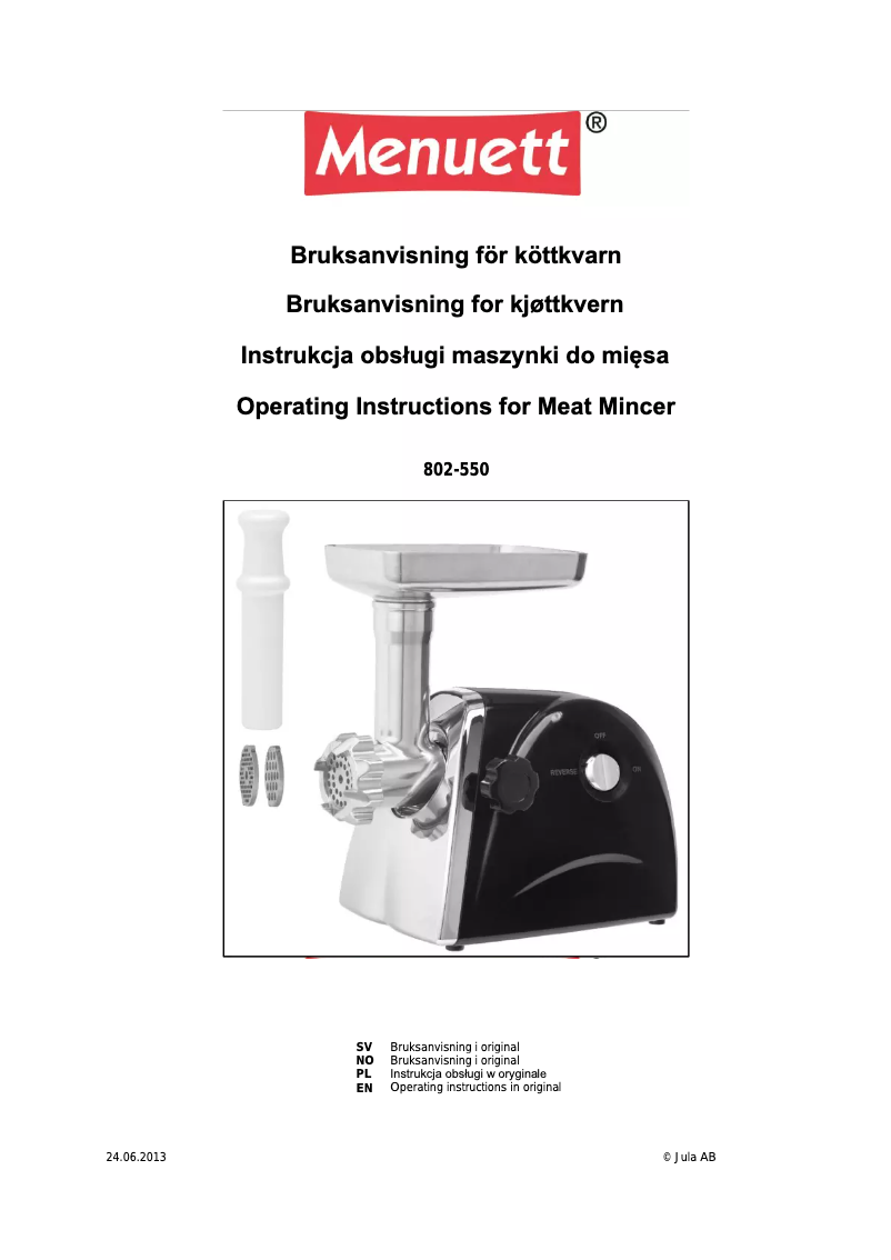 First page image of the manual for 802-550