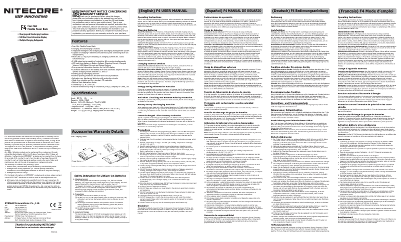 Page 1 of the manual User Manual Nitecore F4