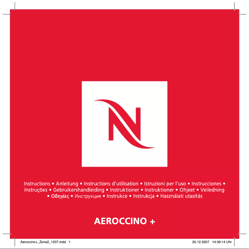 First page image of the manual for Aeroccino Plus