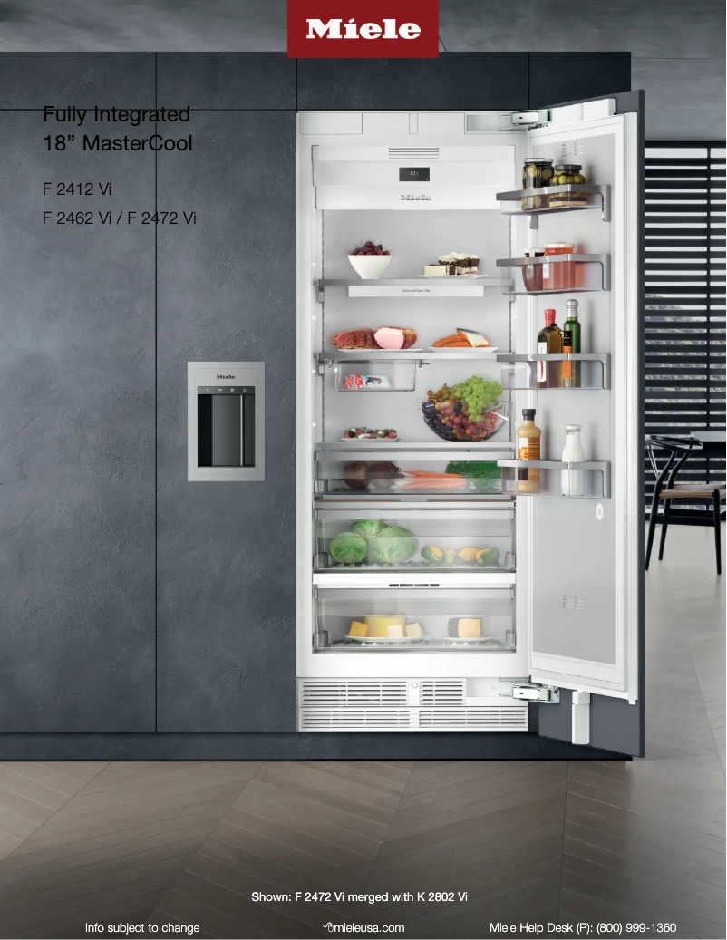 Page 1 of the manual Technical Sheet Miele F 2412 Vi