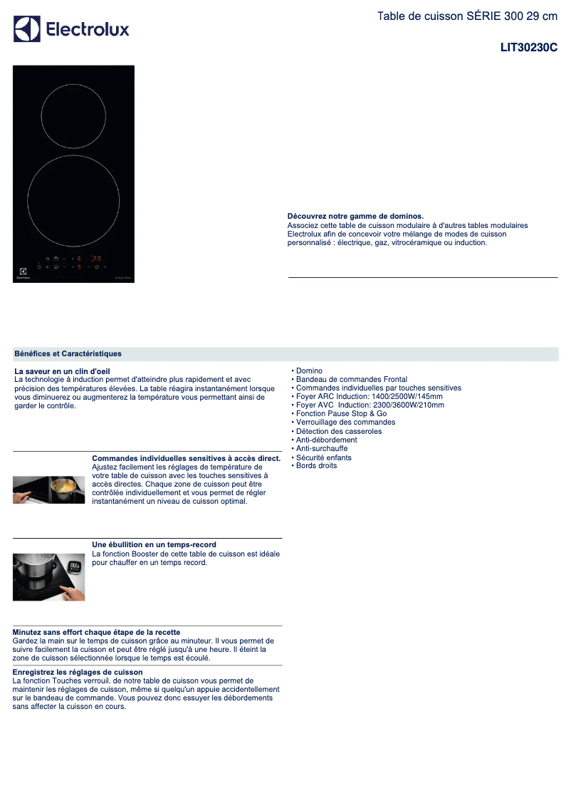Page 1 of the manual Technical Sheet Electrolux LIT30230C