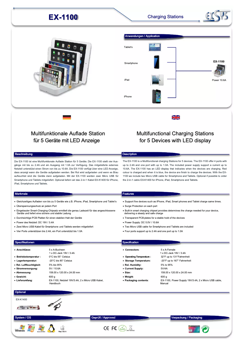 Page 1 of the manual User Manual EXSYS EX-1100