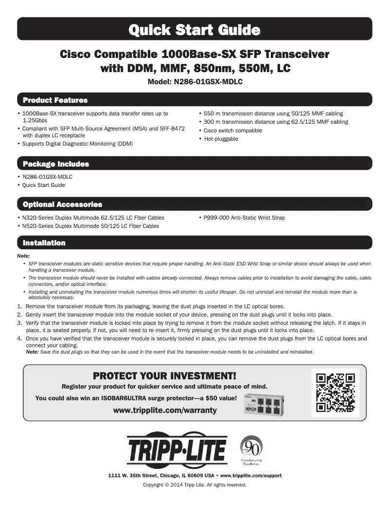 Page 1 of the manual User Manual Tripp Lite N286-01GSX-MDLC