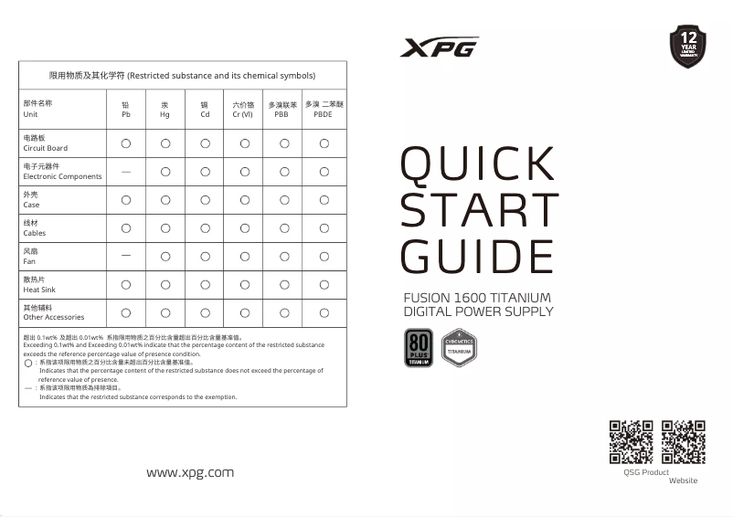 Page 1 of the manual User Manual XPG Fusion 1600 Titanium