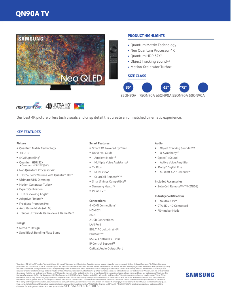 First page image of the manual for QN50QN90A