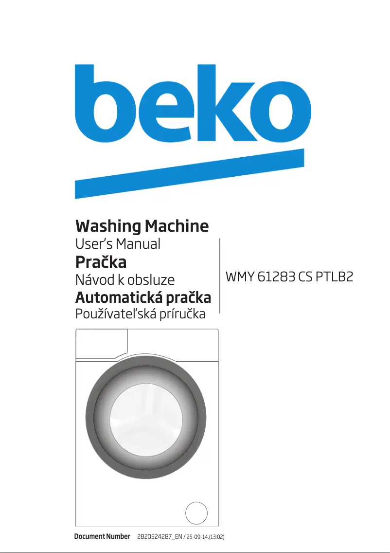 Page 1 of the manual User Manual Beko WMY 61283 CS PTLB2