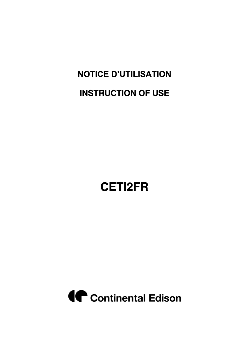 Image de la première page du manuel de l'appareil CETI2FR