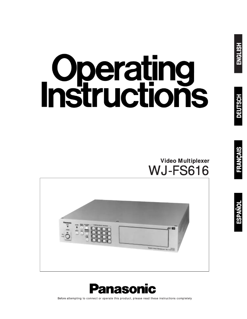 First page image of the manual for WJ-FS616