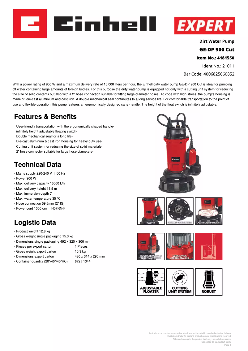First page image of the manual for GE-DP 900 Cut