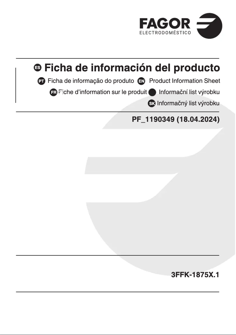 First page image of the manual for 3FFK-1875X