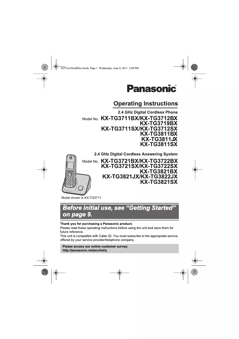 Page 1 of the manual User Manual Panasonic KX-TG3821