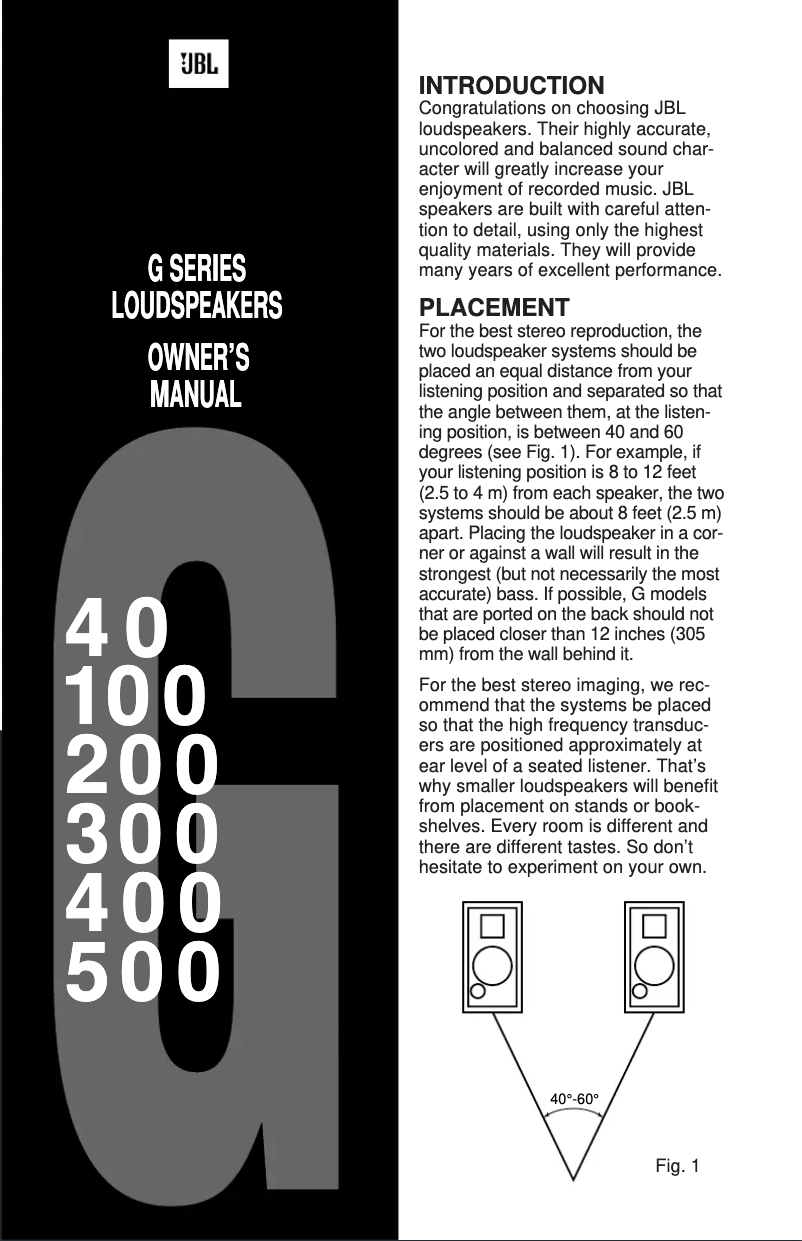First page image of the manual for G400