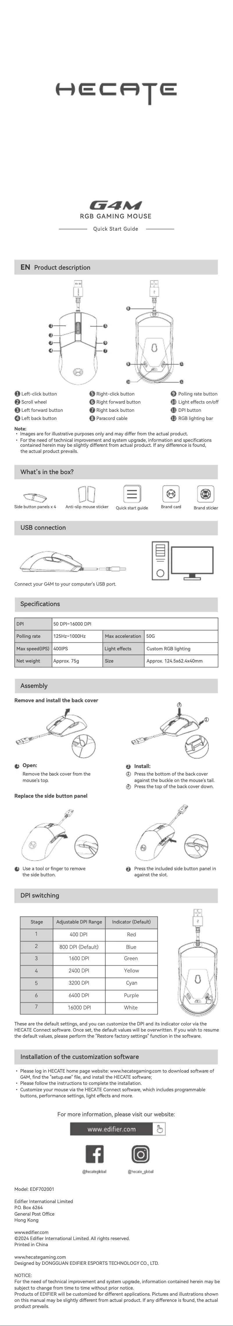 First page image of the manual for G4M