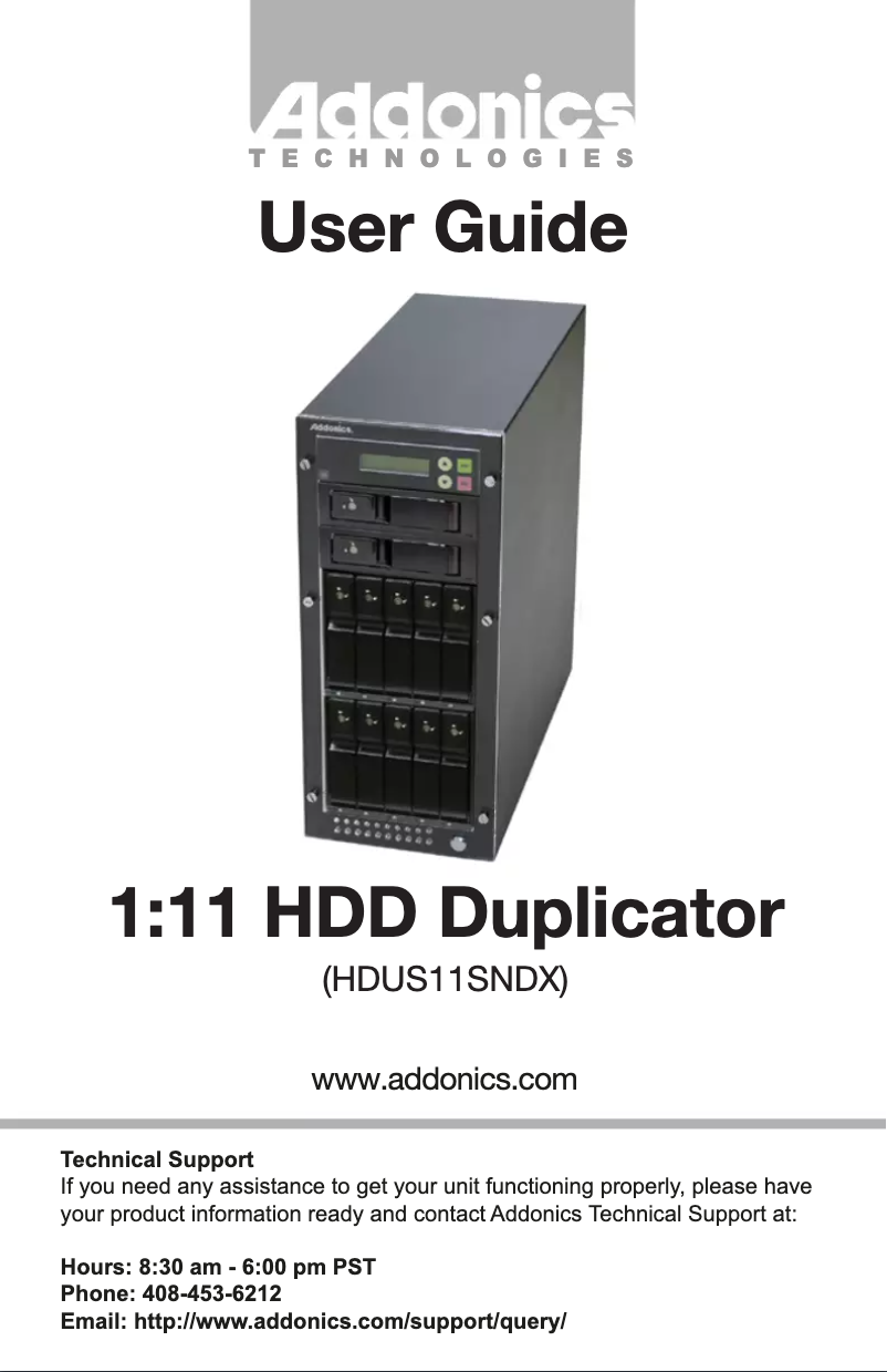 First page image of the manual for HDUS11SNDX