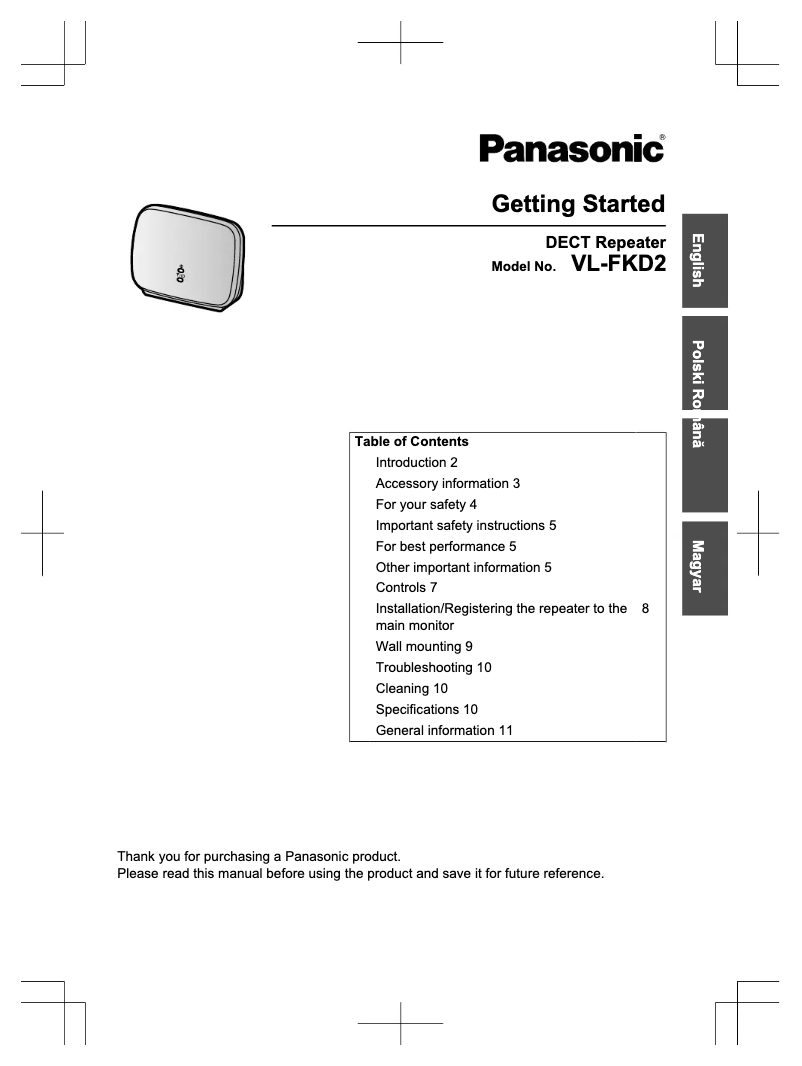 First page image of the manual for VL-FKD2