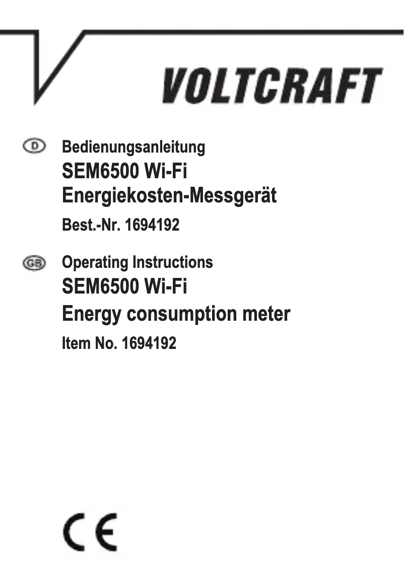 First page image of the manual for SEM6500