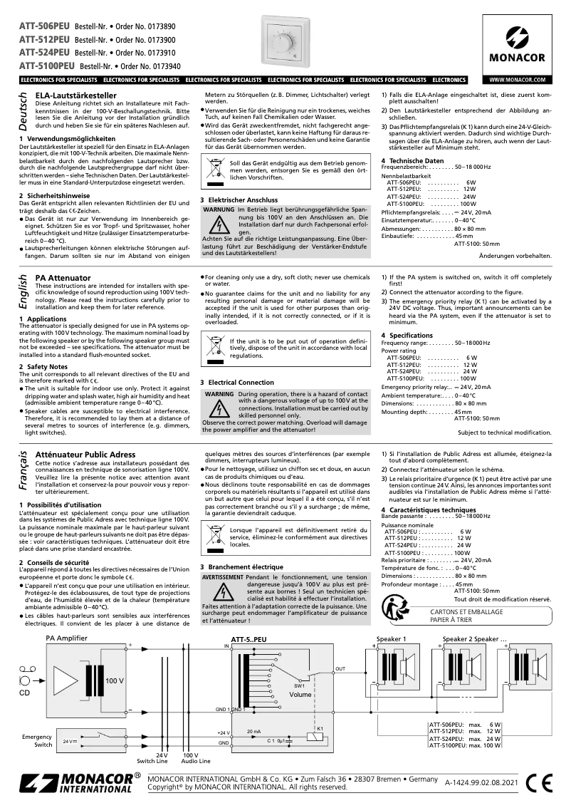 First page image of the manual for ATT-512PEU