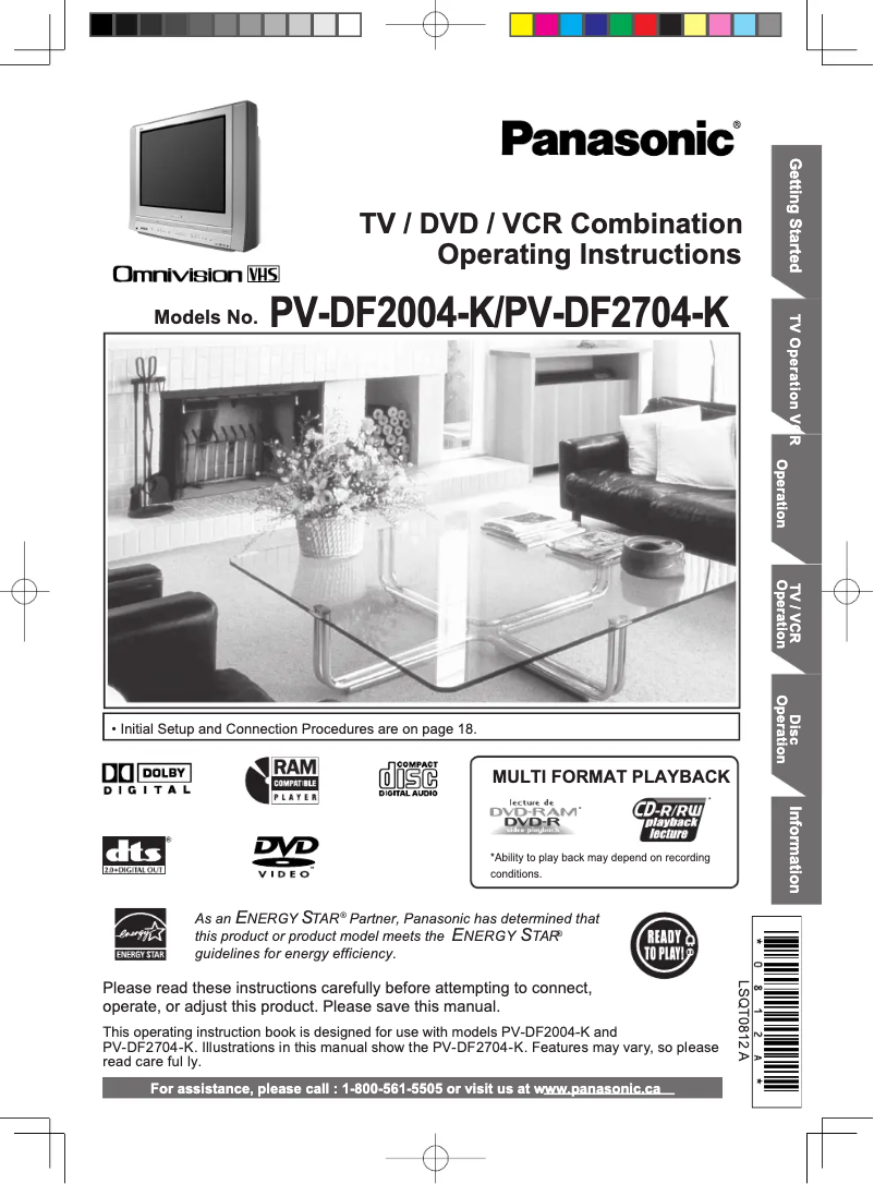 First page image of the manual for PV-DF2704