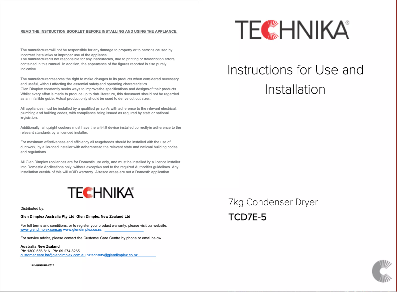 Image de la première page du manuel de l'appareil TCD7E-5