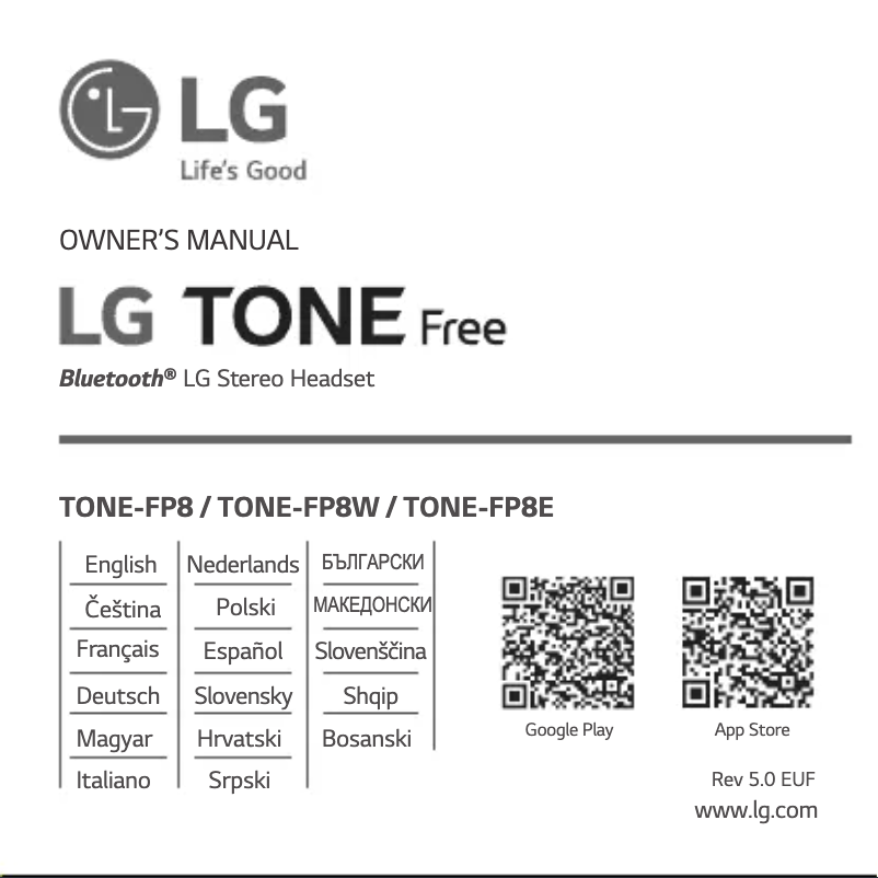 First page image of the manual for Tone Free FP8