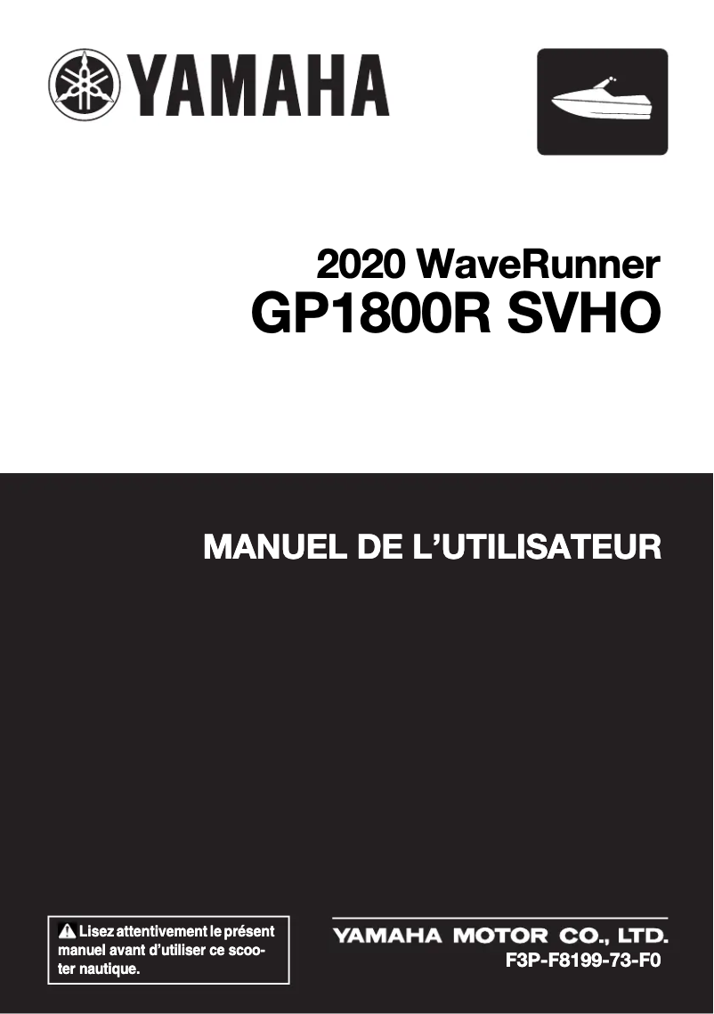 First page image of the manual for WaveRunner GP1800R SVHO (2020)