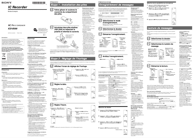 First page image of the manual for ICD-B300