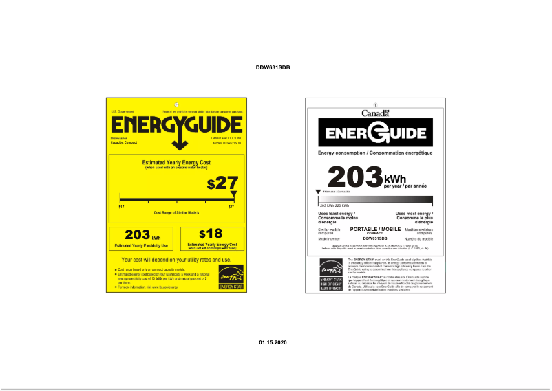 First page image of the manual for DDW631SDB