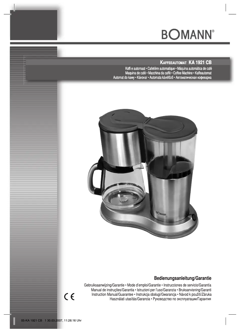 First page image of the manual for KA 1921 CB