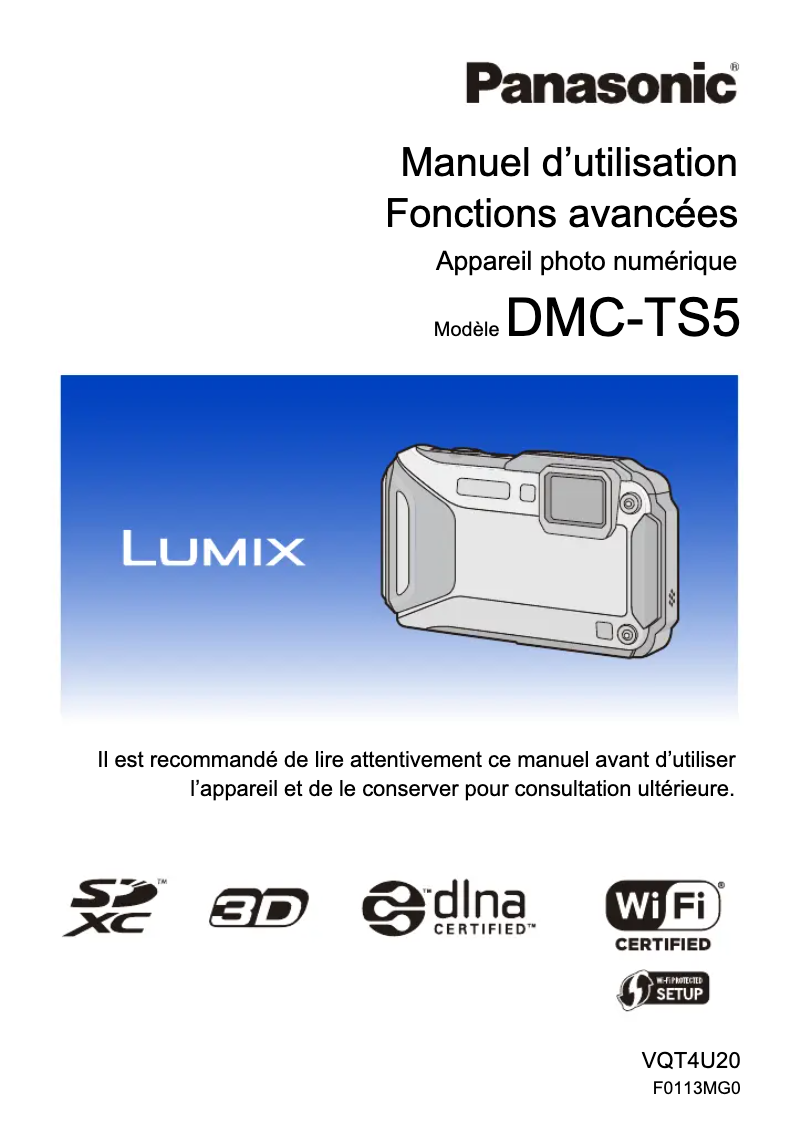 First page image of the manual for Lumix DMC-TS5