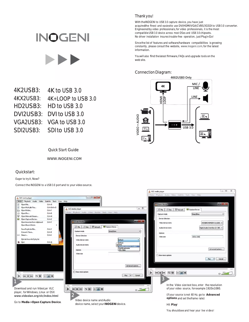 First page image of the manual for SDI2USB3
