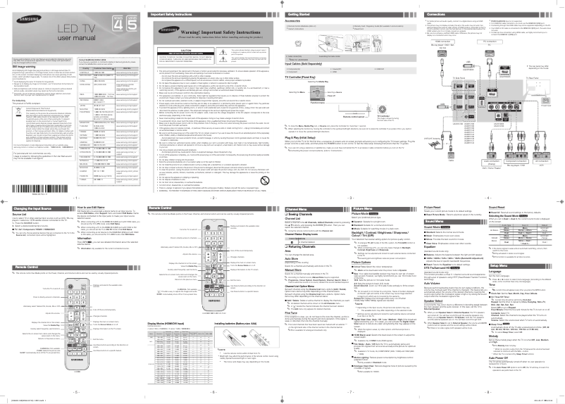 First page image of the manual for UA40H5141AR