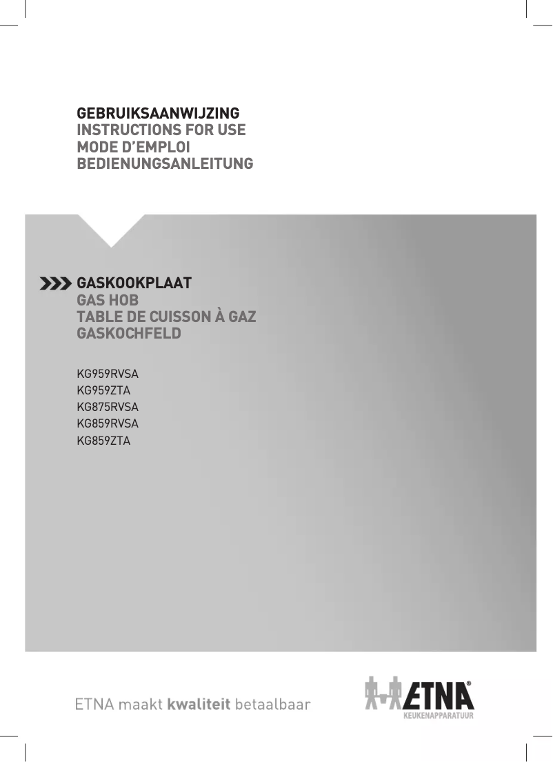 First page image of the manual for KG959RVSA