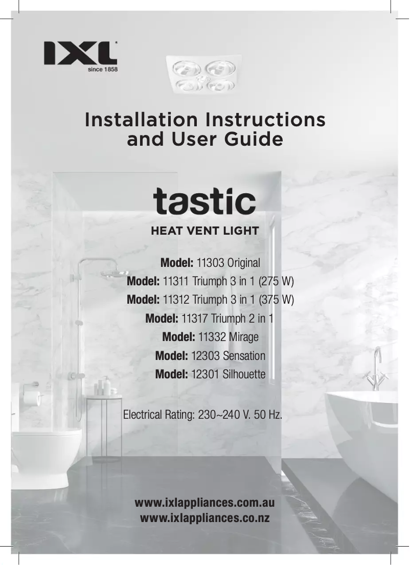 First page image of the manual for Tastic Original