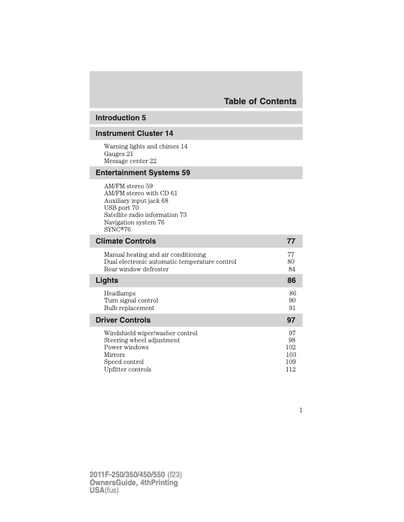 Page 1 of the manual User Manual Ford F-450 (2011)